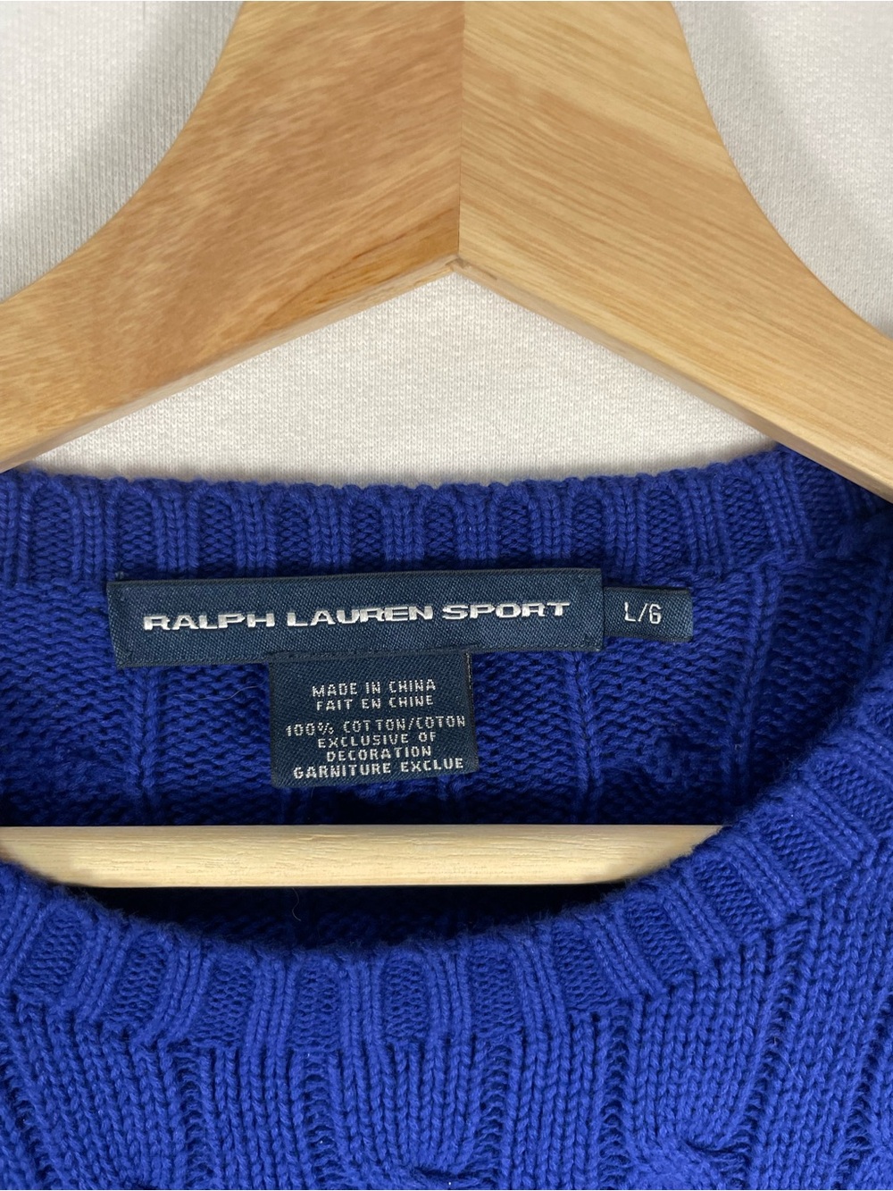 Vintage Ralph Lauren Sport Crewneck Cotton Cable Knit Sweater Blue WOMENS Sz L - Picture 5 of 8
